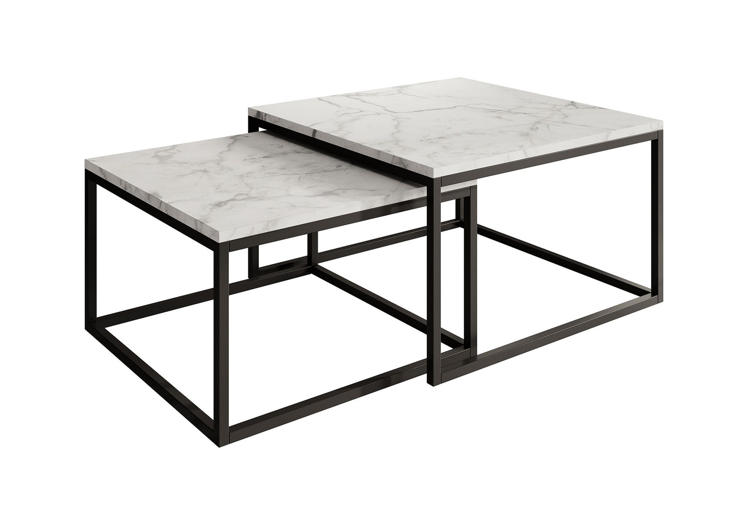 Meubella Salontafel Styler  - Wit Marmerlook - set van 2