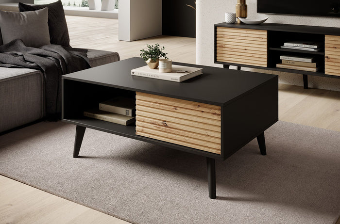 Meubella Salontafel Palladium - Eiken - Zwart - 104 cm