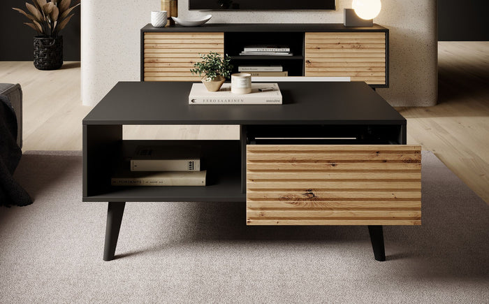 Meubella Salontafel Palladium - Eiken - Zwart - 104 cm