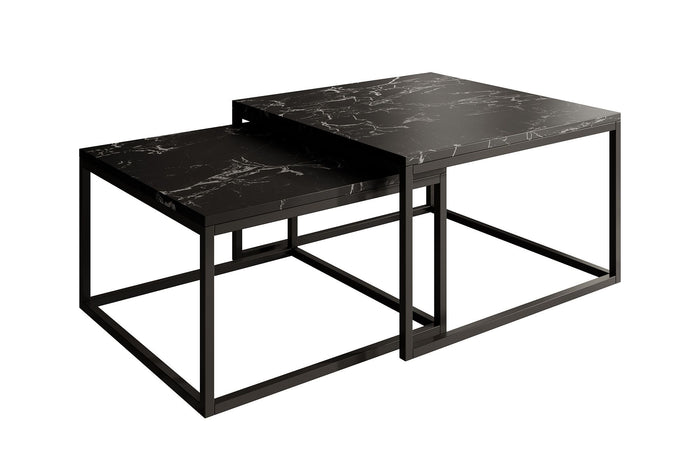 Meubella Salontafel Styler  - Zwart Marmerlook - set van 2