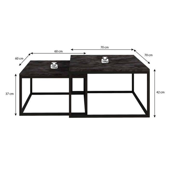 Meubella Salontafel Styler - Eiken - 70 cm - set van 2