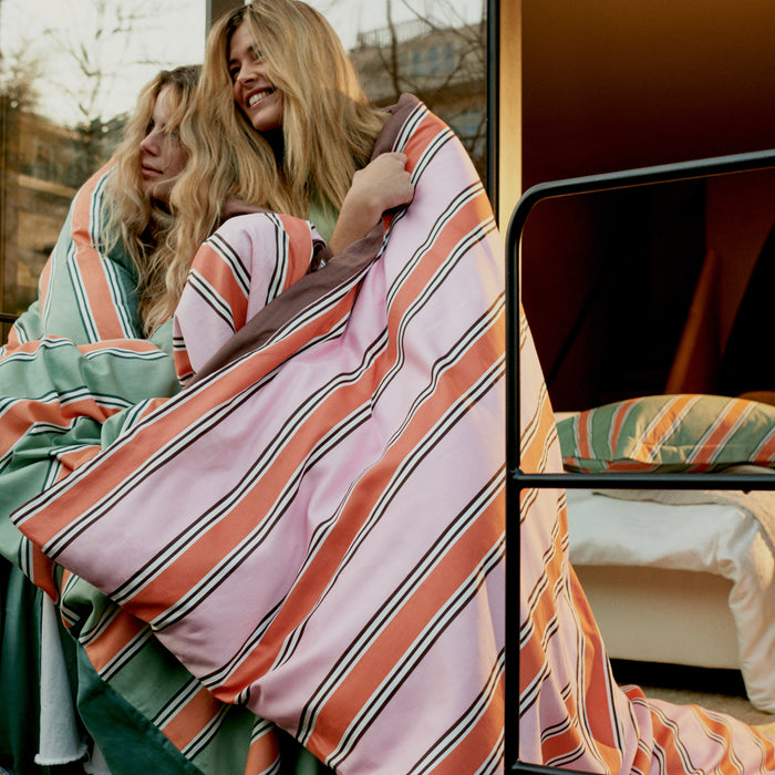 Vandyck Preppy Stripe Dekbedovertrek 140 x 200/220 cm - Pink