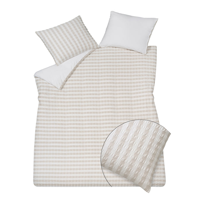 Vandyck Pure Dekbedovertrek Seersucker 200 x 200/220 cm - Beige