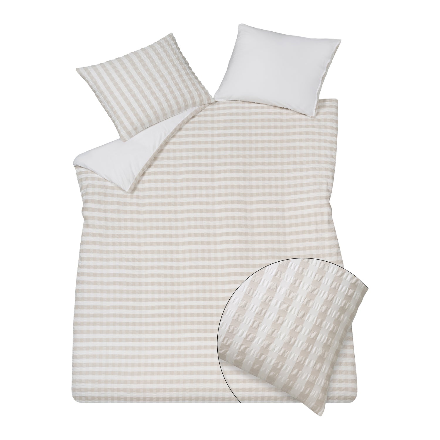Vandyck Pure Dekbedovertrek Seersucker 200 x 200/220 cm - Beige