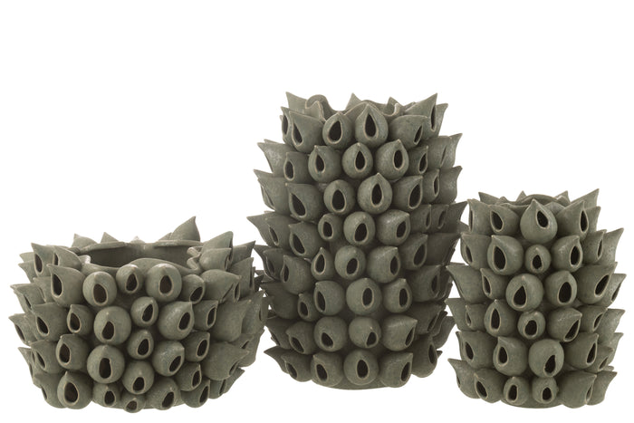 J-Line tafel Ying Hout - metaal - wit - set van 2