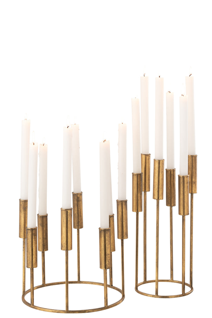 J-Line tafel Ying Hout - metaal - wit - set van 2