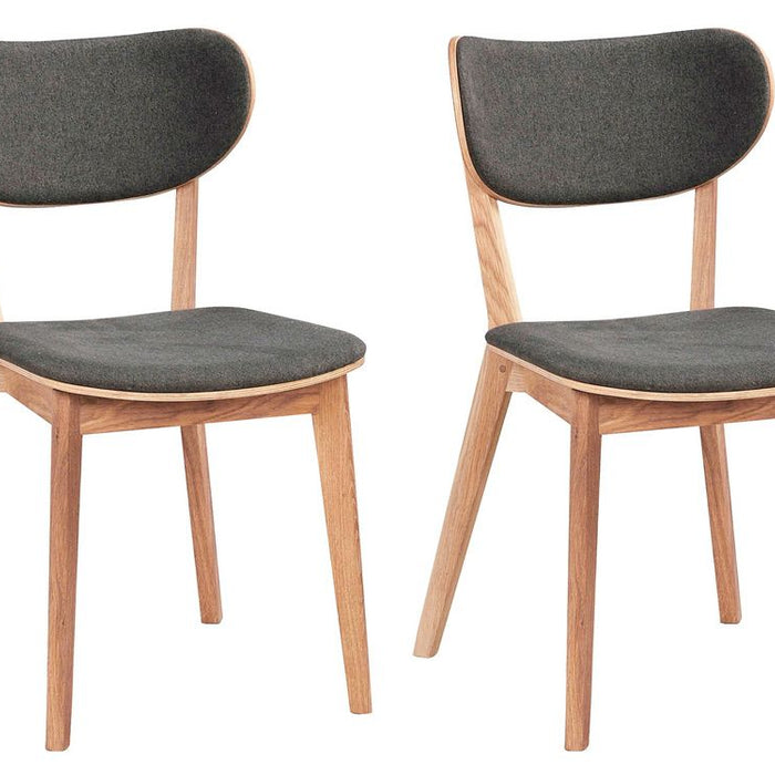 Rowico Home Kato Stoel - Set Van 2 - Stof Donkergrijs - Eiken
