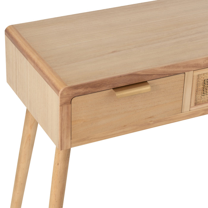 J-Line Console 3 Lades Paulownia|Rattan Naturel