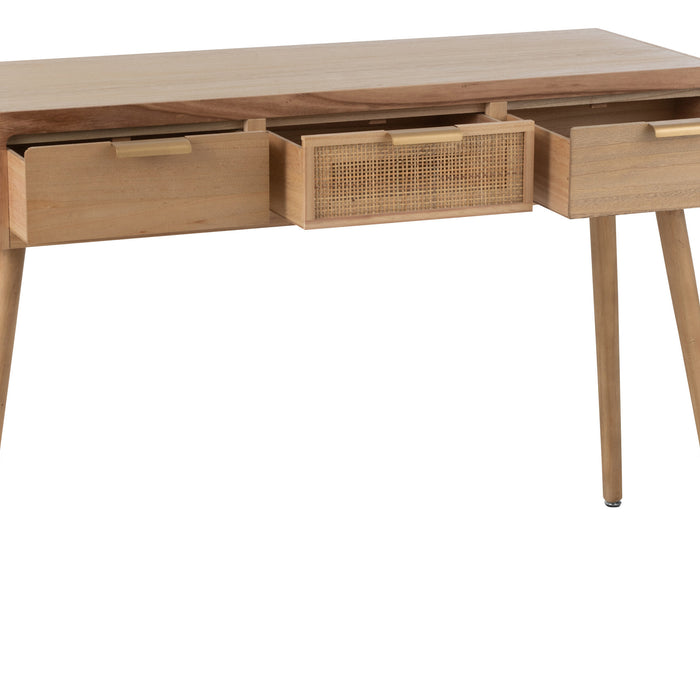 J-Line Console 3 Lades Paulownia|Rattan Naturel
