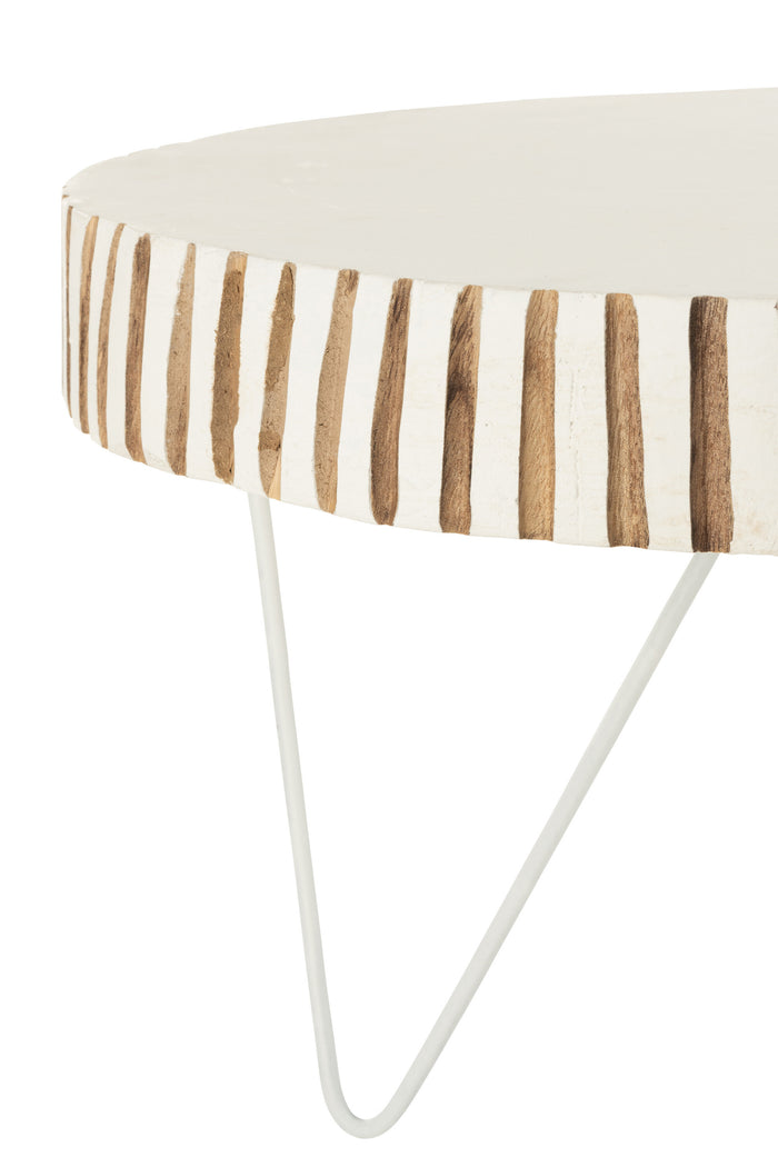 J-Line tafel Ying Hout - metaal - wit - set van 2