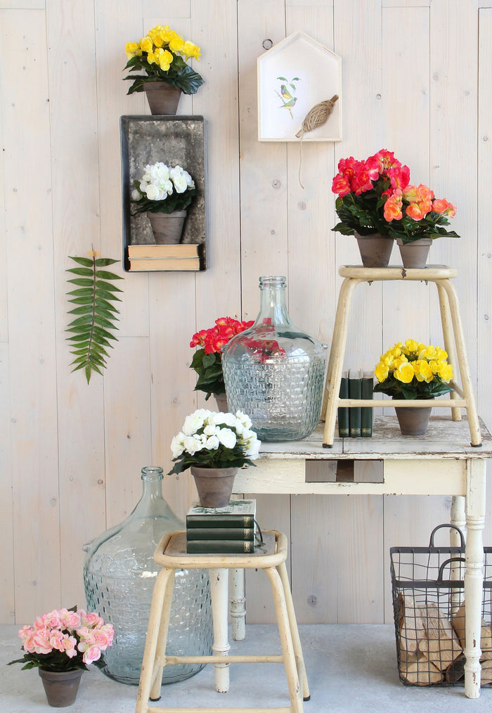 Mica Decorations Begonia Kunstplant - H30 x Ø25 cm - Donkerroze