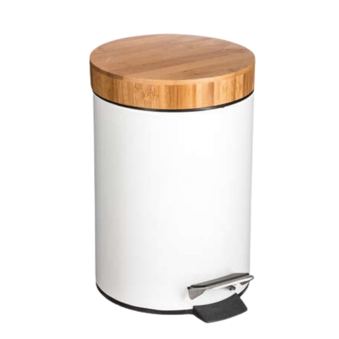 NORDIX Pedaalemmer Prullenbak Wit 3 Liter Bamboe