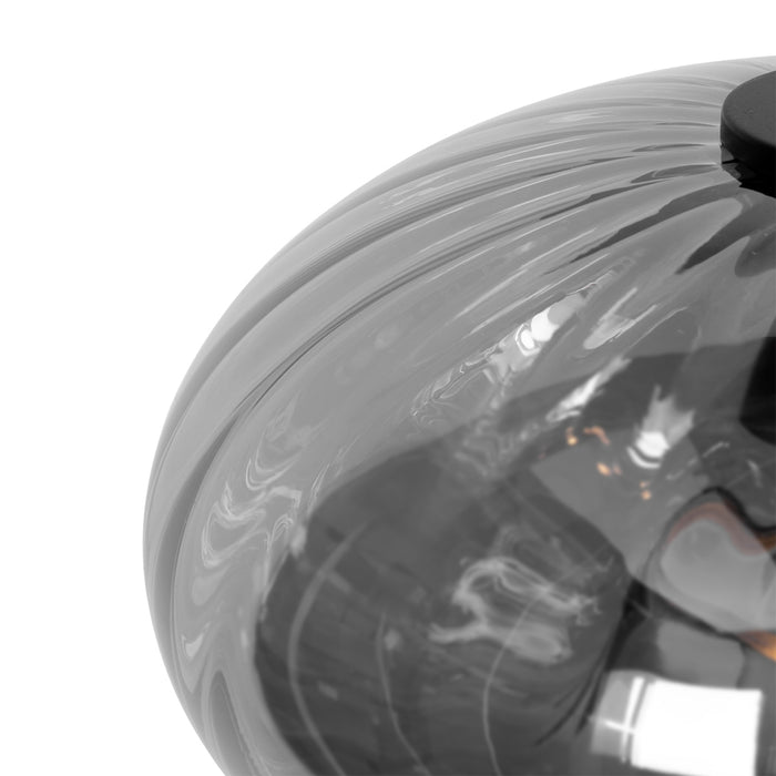 QAZQA Art Deco hanglamp zwart met smoke glas rond 3-lichts - Ayesha