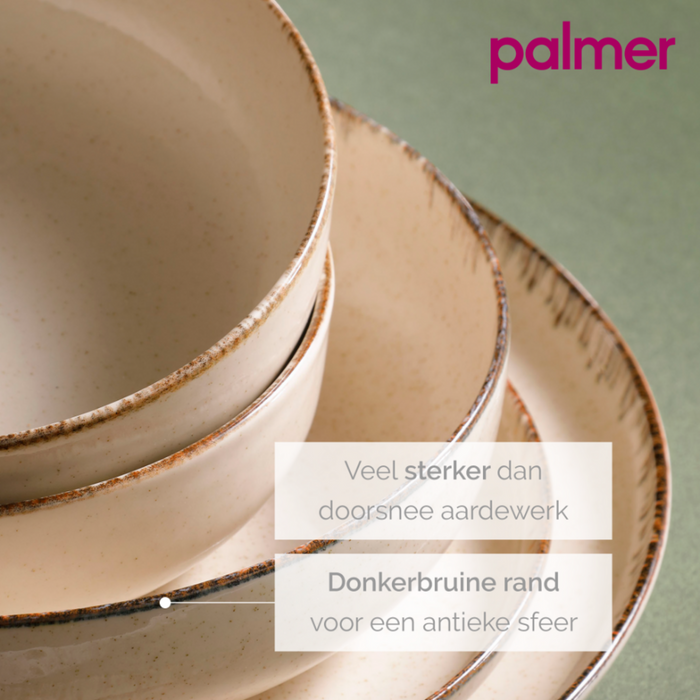 Palmer Bord diep Antigo 19 cm Crème Porselein 2 stuks