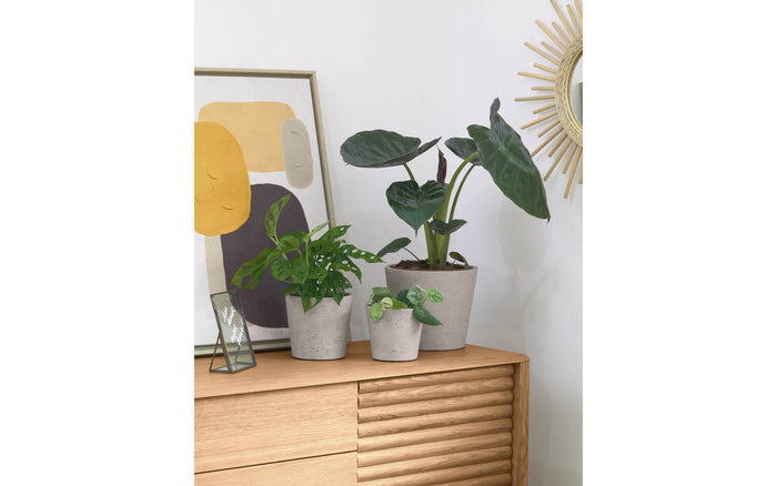 Kave Home - Low set van 3 bloempotten grijs Ø 23,5 cm | Ø 16,5 cm | Ø