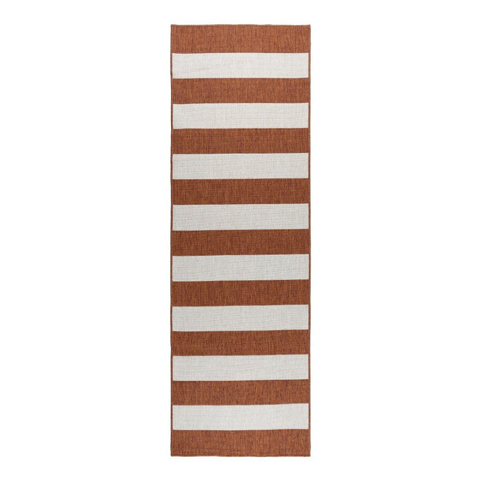 Eva Interior Loper Buitenkleed Stripes - Roest|Wit  - 80 x 250cm