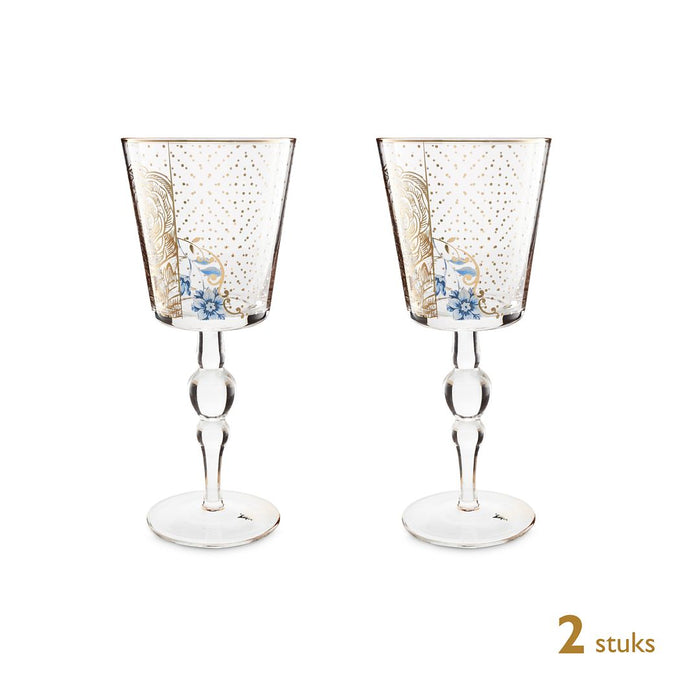 Pip Studio Glazen - Royal Gouden Bloemen - 360ml - 2 St.