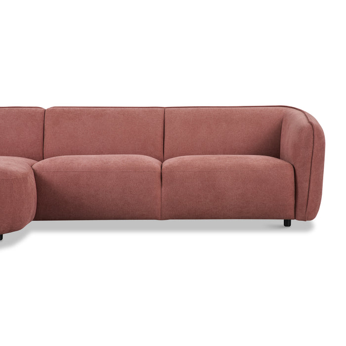 by fonQ Soft Hoekbank met Chaise Longue Links - Micro Chenille - Oud Roze