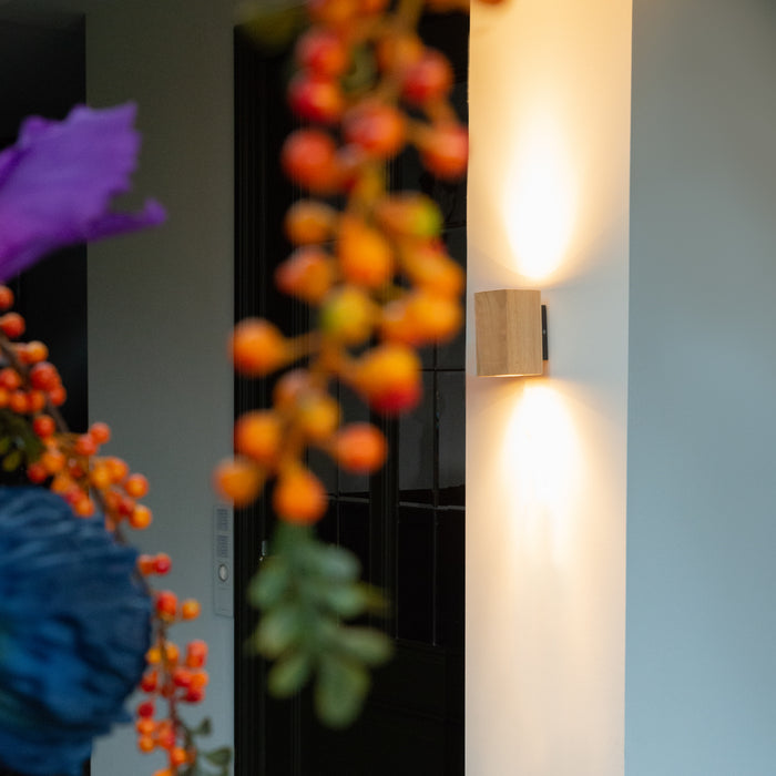 QAZQA Landelijke wandlamp hout vierkant 2-lichts - Sandy