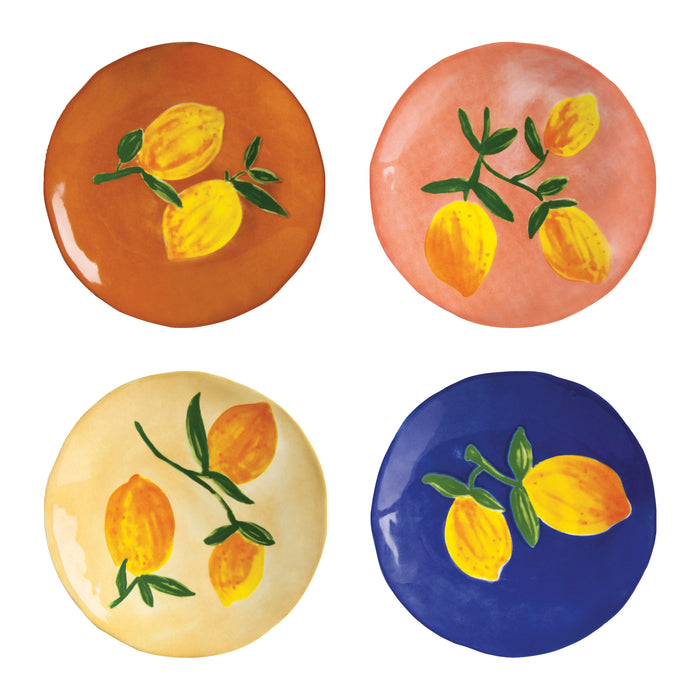 &k amsterdam Lemon Full Colour Bord Ø 16 cm - Set van 4