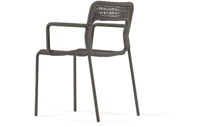 Kave Home - Cailin stoel in groen koord met gegalvaniseerde stalen