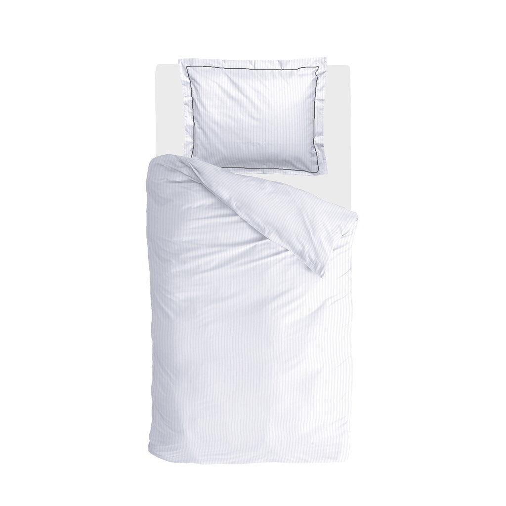 Walra - Dekbedovertrek Subtile Stripe - 140x220 - Wit | Antraciet