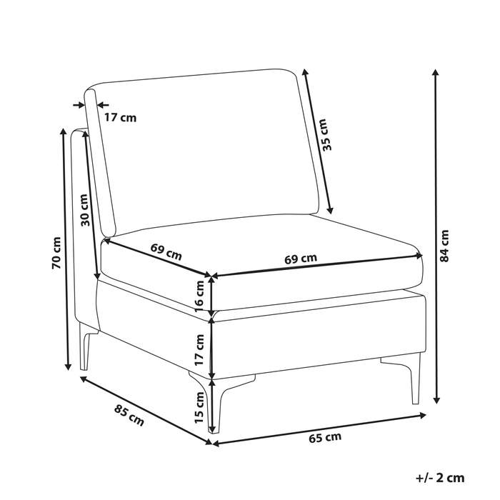 Beliani - EVJA - 1-zitsbank - Marineblauw - Fluweel