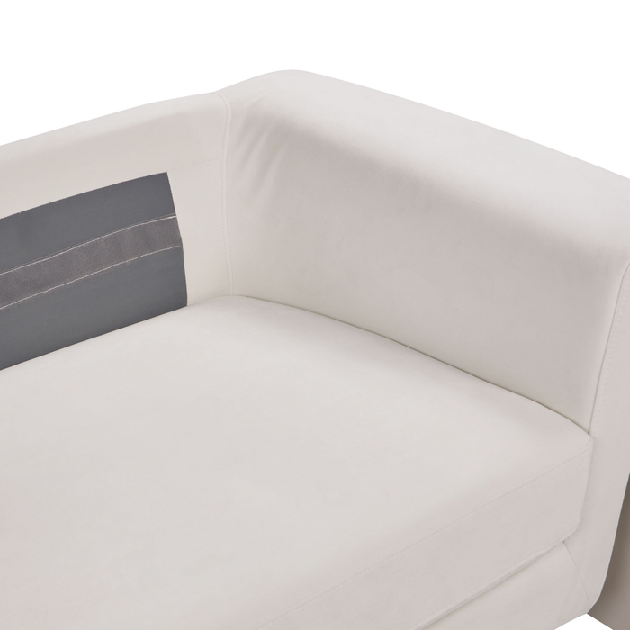 Beliani - MAUNU - Driezitsbank - Lichtbeige - Fluweel