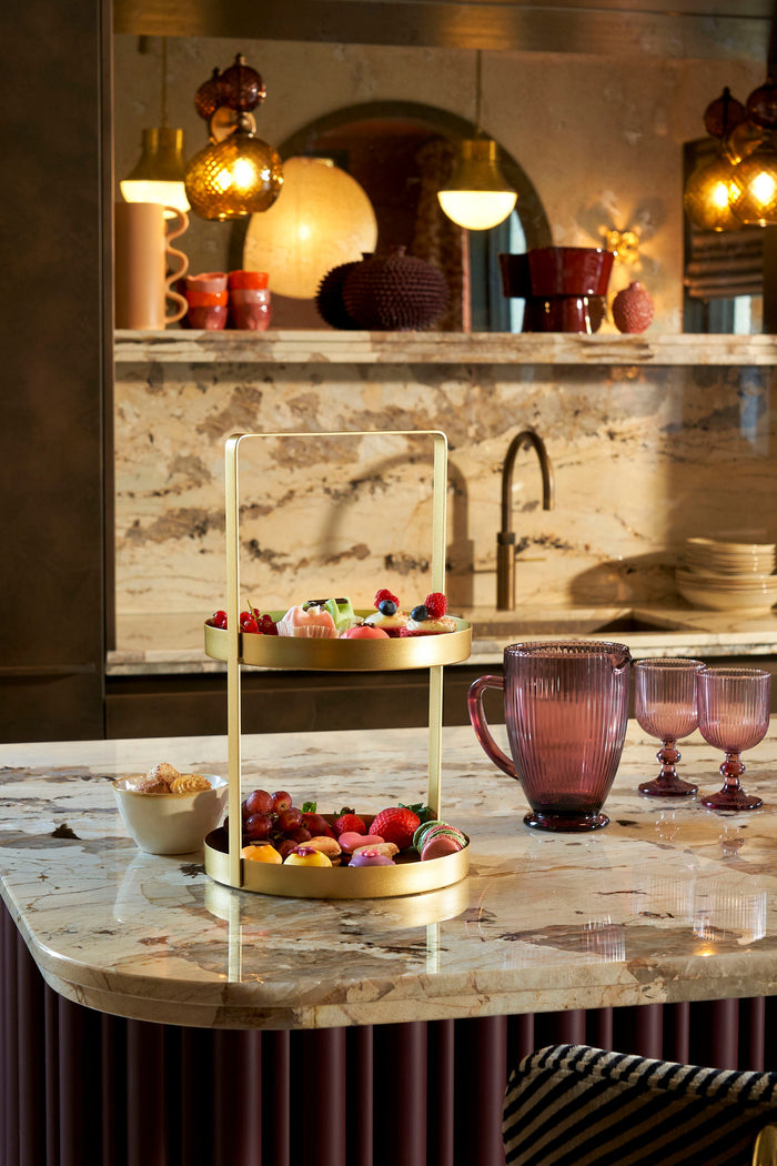 Mica Decorations Etagère 2-Laags - H41 x Ø25 cm - Metaal - Goud