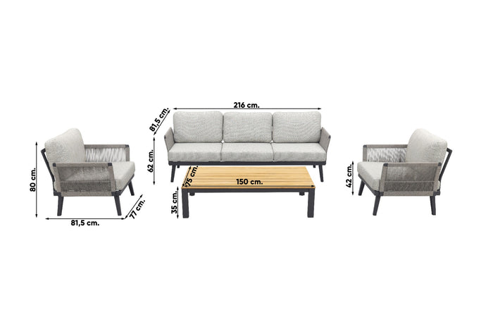 VDG Durban|Mindo stoel-bank loungeset - 4-delig