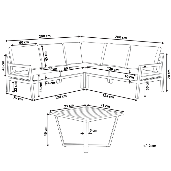 Beliani - VIZZINI - Loungeset voor 5 - Grijs - Aluminium