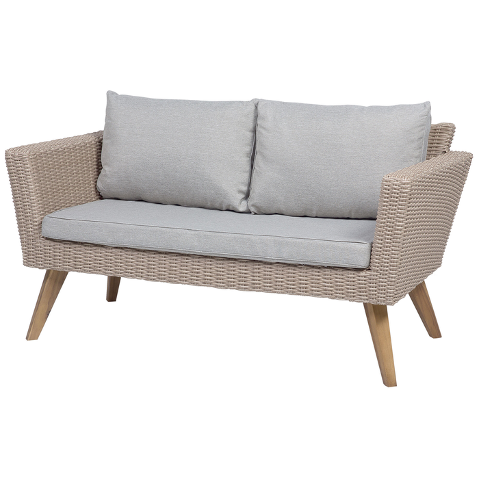 Beliani - VITTORIA - Loungeset voor 4 - Natuurlijk - PE rotan