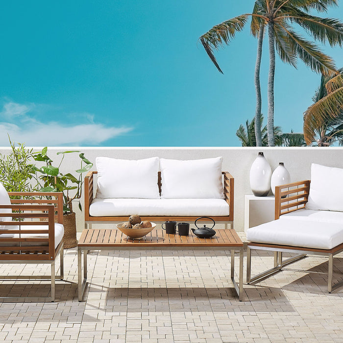 Beliani - BERMUDA - Loungeset voor 4 - Lichte houtkleur - Acaciahout