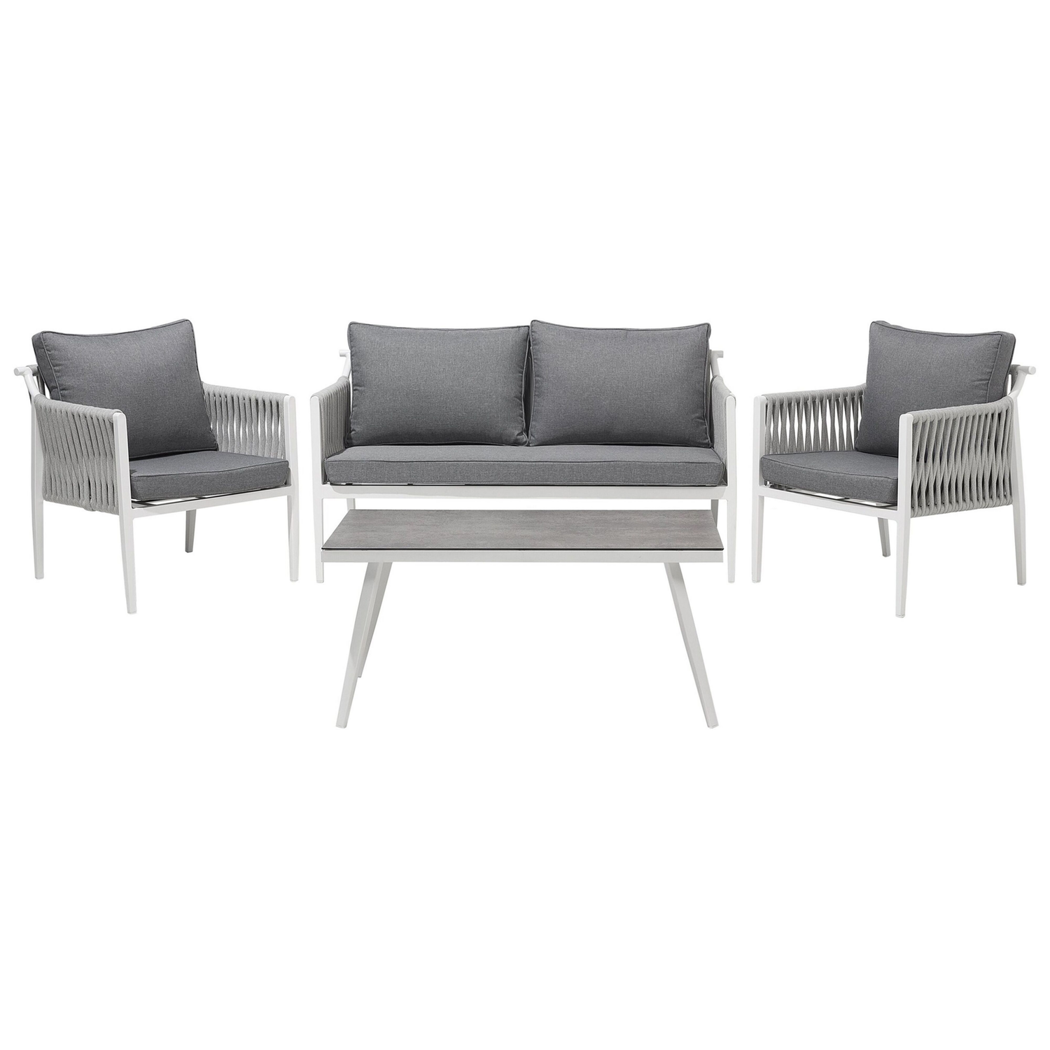 Beliani - LATINA - Loungeset voor 4 - Wit - Aluminium