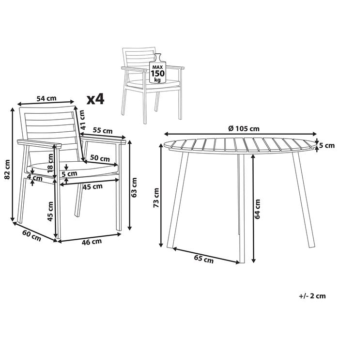 Beliani - CAVOLI - Tuinset voor 4 - Wit - Aluminium