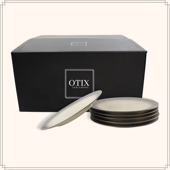 OTIX Diner Bordenset 6 Persoons Zwart Taupe 27cm Keramiek TULIP