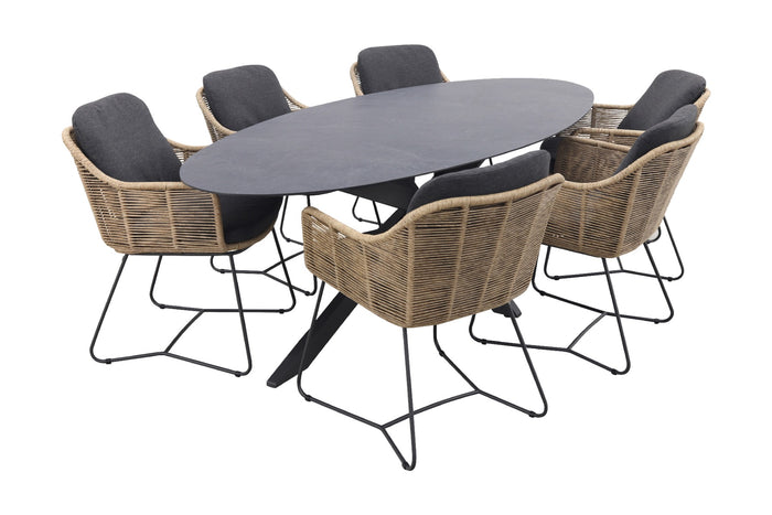 Taste Belmond naturel|Privada 240x107 - Ovale tuinset - 7-delig