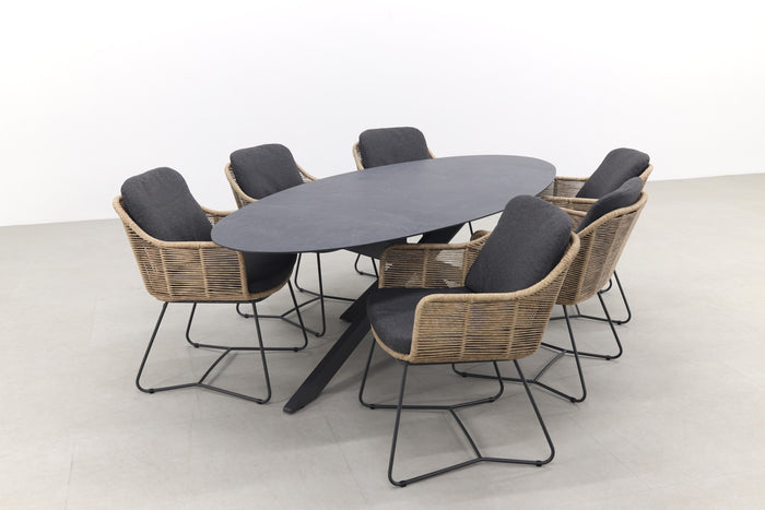 Taste Belmond naturel|Privada 240x107 - Ovale tuinset - 7-delig