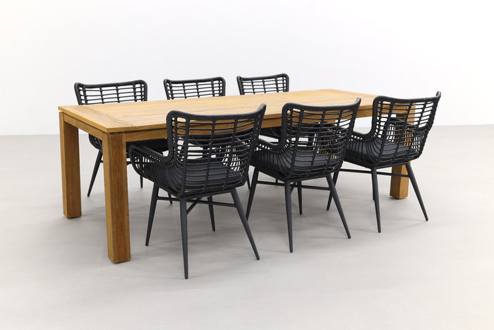 VDG Jasmine black|Rome brown 240 cm. tuinset - 7-delig