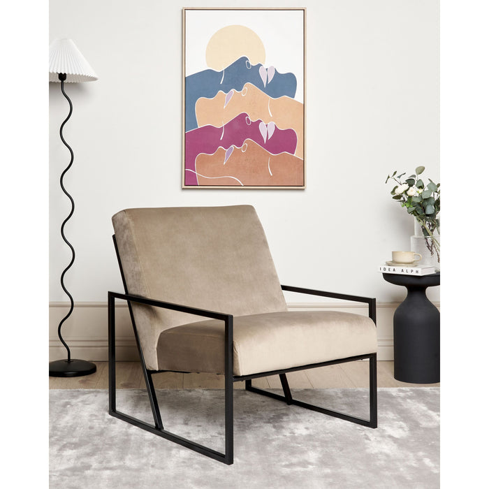 Beliani - DELARY - Fauteuil - Taupe - Fluweel