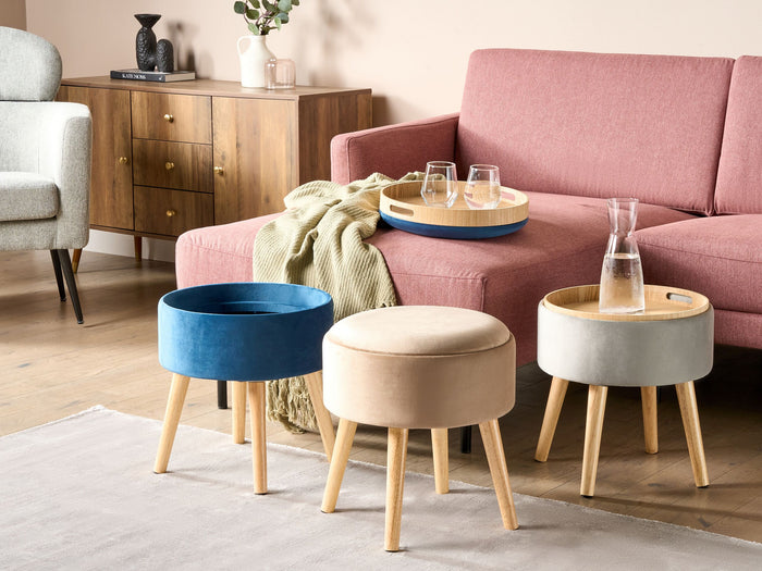 Beliani - NEELY - Hocker - Beige - Fluweel