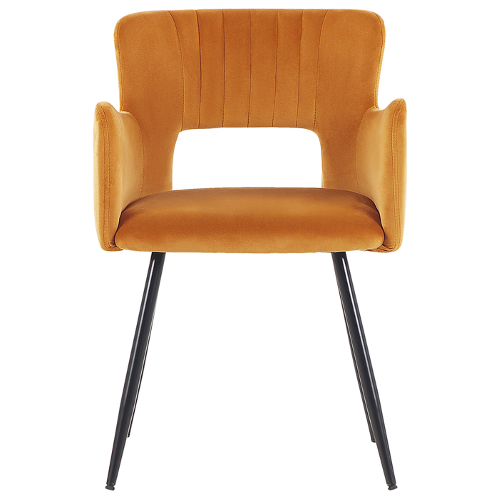 Beliani - SANILAC - Eetkamerstoel set van 2 - Oranje - Fluweel