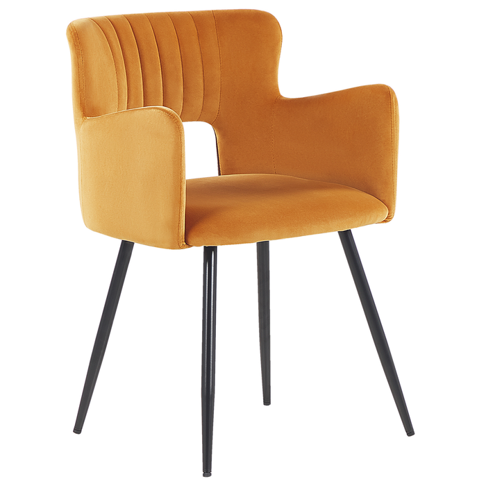 Beliani - SANILAC - Eetkamerstoel set van 2 - Oranje - Fluweel