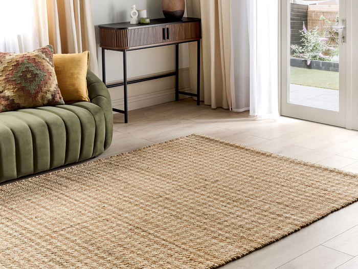 Beliani-ARAPTEPE-Laagpolig vloerkleed-Beige-160 x 230 cm-Jute