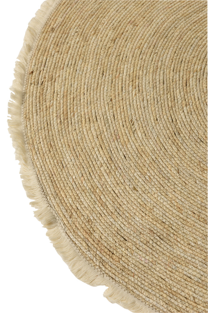 J-Line tapijt Kwastjesband - jute|katoen - beige|wit
