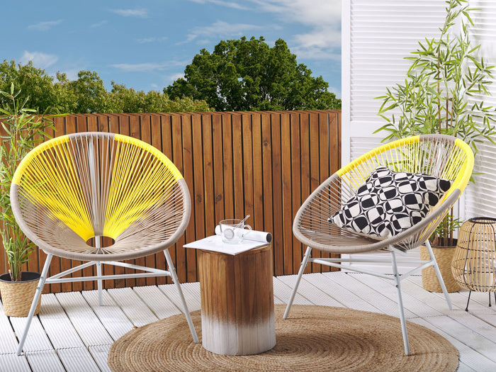 Beliani - ACAPULCO - Tuinstoel set van 2 - Beige|Geel - PE rotan