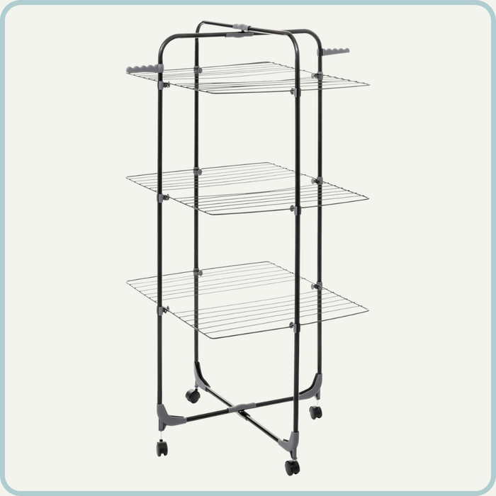 Nordix Droogrek Wasrek 3 Lagen met Wieltjes Uitklapbaar Droogtoren