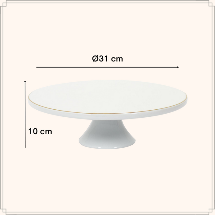 OTIX Taartplateau met Voet 30cm Wit met Gouden rand Decoratie Porse...