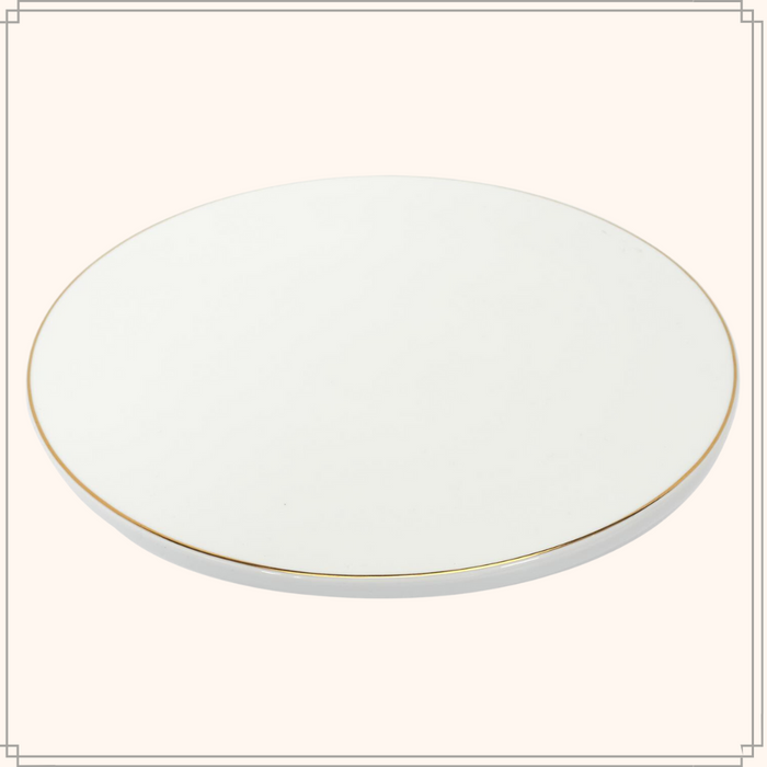 OTIX Taartplateau met Voet 30cm Wit met Gouden rand Decoratie Porse...