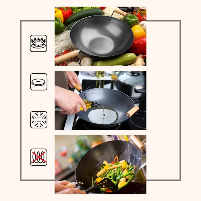 OTIX Wokpan met Houten Handvat 35.5cm